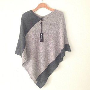 +BERYLL Two Tone Grey Cashmere Poncho One Size *NWT*